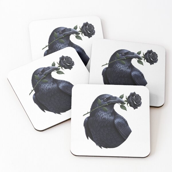 Item preview, Raven Holding Black Rose Stem designed and sold by IllumeInk.