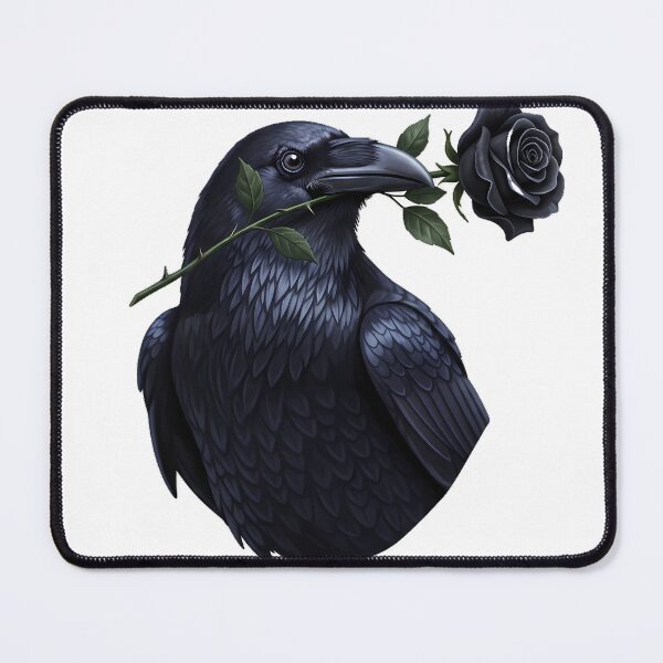 Item preview, Raven Holding Black Rose Stem designed and sold by IllumeInk.