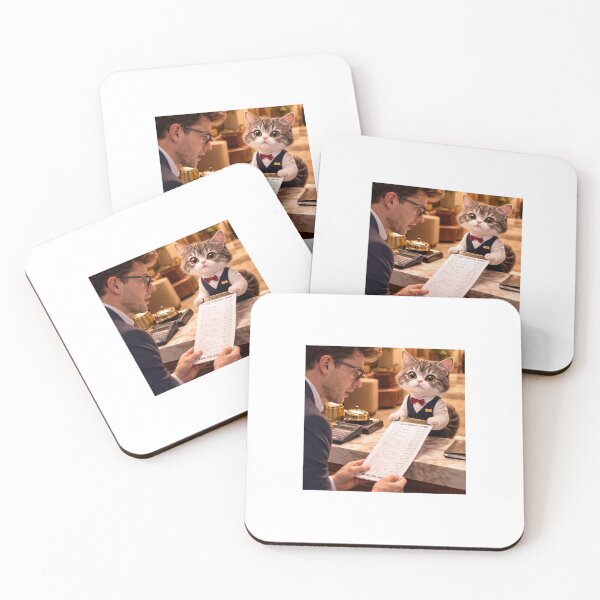 Item preview, Luxury Hotel Cat Clerk Funny Cute Cat Art designed and sold by LovelyCatGalaxy.