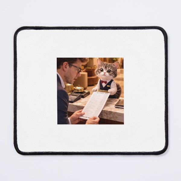 Item preview, Luxury Hotel Cat Clerk Funny Cute Cat Art designed and sold by LovelyCatGalaxy.