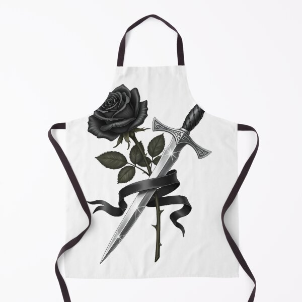 Item preview, Single Black Rose Crossed Silver Dagger Black Ribbon designed and sold by IllumeInk.