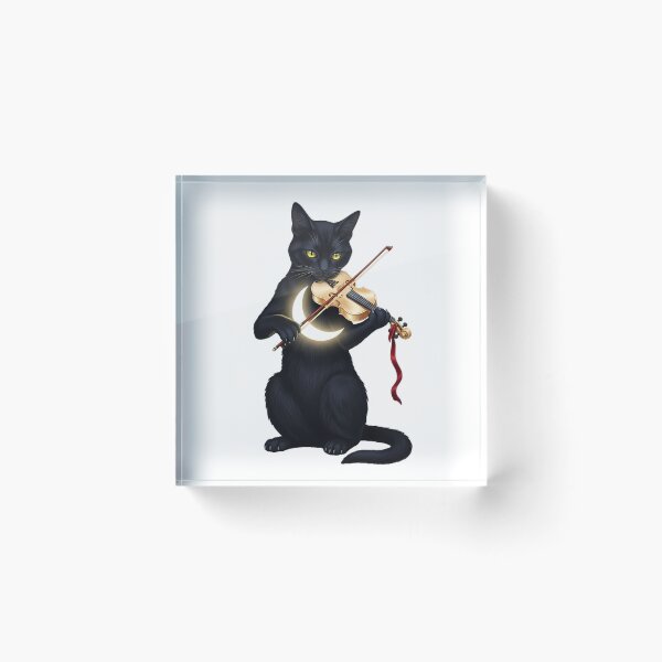 Artikelvorschau, Schwarze Katze, winziger Halbmond, Geigen-Samtbogen entworfen und verkauft von IllumeInk.