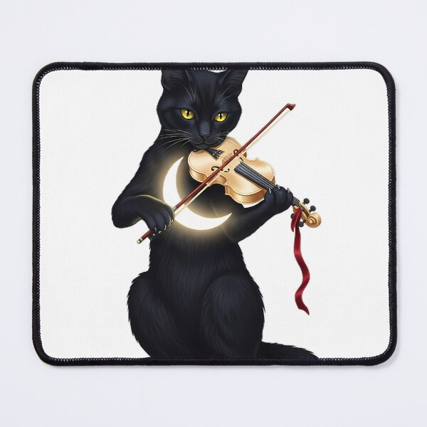 Item preview, Black Cat Tiny Crescent Violin Velvet Bow designed and sold by IllumeInk.
