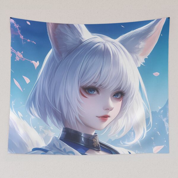 Item preview, Kaga Azur Lane Fox Ears Blue Sky Petals Kimono Serenity designed and sold by PMartistStudio.