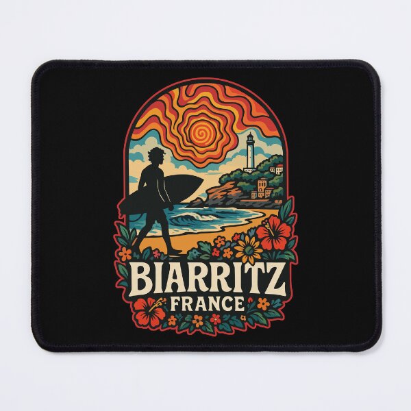 Item preview, Biarritz France Surfing Retro Trippy Travel designed and sold by TomFrontierArt.