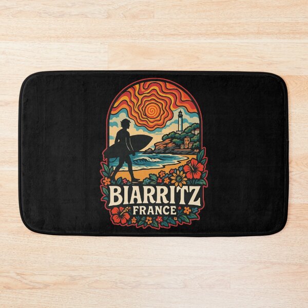 Item preview, Biarritz France Surfing Retro Trippy Travel designed and sold by TomFrontierArt.