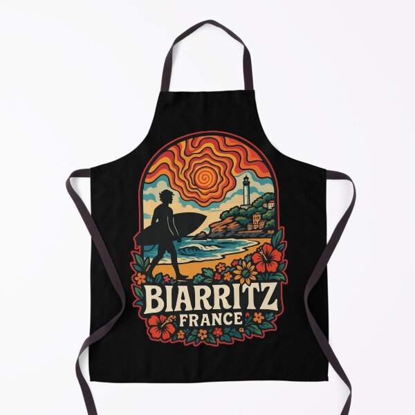 Item preview, Biarritz France Surfing Retro Trippy Travel designed and sold by TomFrontierArt.