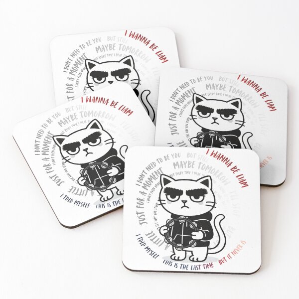 Item preview, Grumpy Music Cat “I Wanna Be Liam” Tambourine Funny Illustration designed and sold by mica66design.