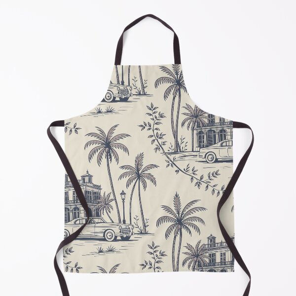 Item preview, Vintage Tropical Toile Pattern – Coastal Heritage Palm & Classic Car Wallpaper designed and sold by Tamas Das.