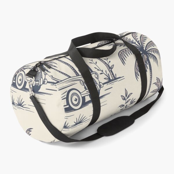 Item preview, Vintage Tropical Toile Pattern – Coastal Heritage Palm & Classic Car Wallpaper designed and sold by Tamas Das.