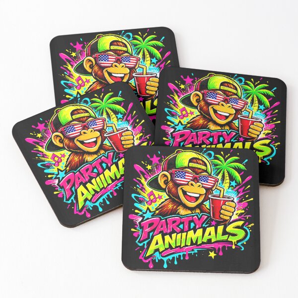 Item preview, Party Animals Monkey Neon Splash designed and sold by miaa-artistshop.
