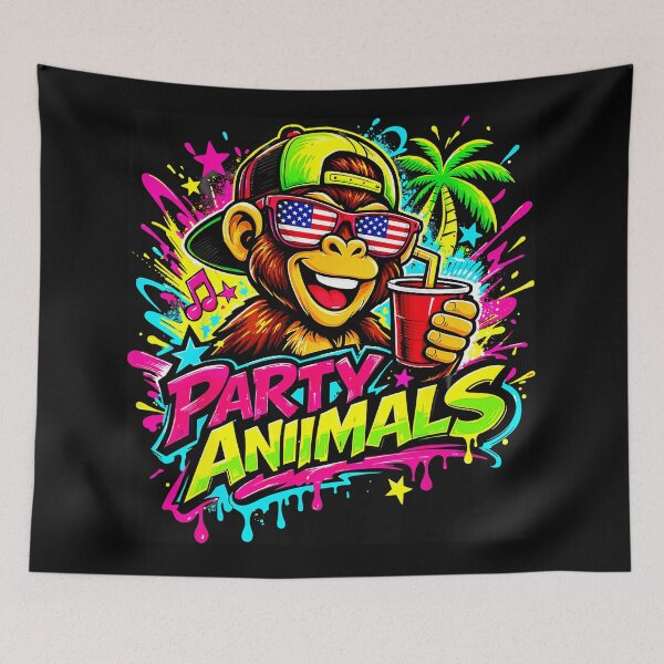 Item preview, Party Animals Monkey Neon Splash designed and sold by miaa-artistshop.