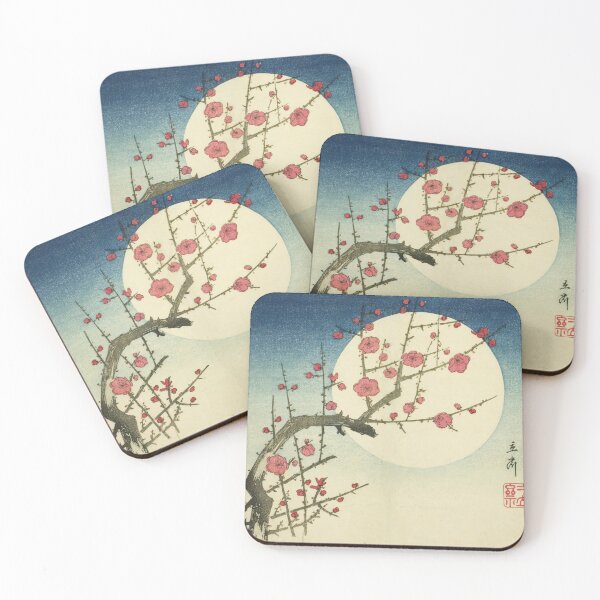 Item preview, Edo Moon Red Plum Ukiyo-e Floral Zen designed and sold by SakuraMarket26.