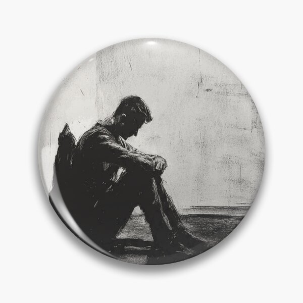 Item preview, Lonely Angel – Dark Charcoal Sketch of Sadness and Isolation designed and sold by ZenithLab63.