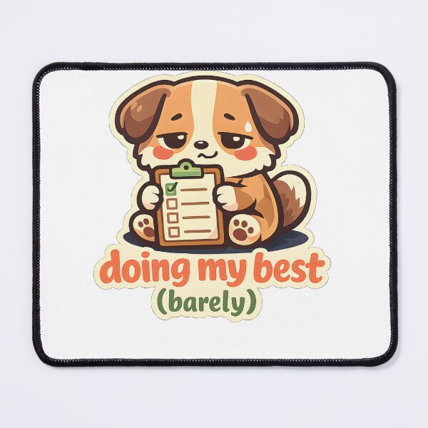 Item preview, Doing My Best (Barely) – Cute Kawaii Dog Burnout & Mental Health Sticker designed and sold by Naviora.