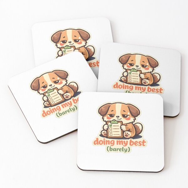 Item preview, Doing My Best (Barely) – Cute Kawaii Dog Burnout & Mental Health Sticker designed and sold by Naviora.