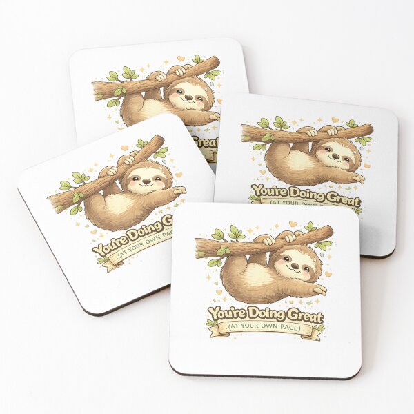 Item preview, Cute Sloth Motivation Sticker – “You’re Doing Great (At Your Own Pace)” Inspirational Mental Health & Self Care Design designed and sold by SilenceInNature.