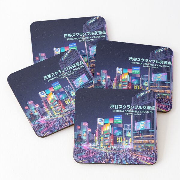 Item preview, Vibrant Neon Night at Shibuya Scramble Crossing designed and sold by SakuraMarket26.