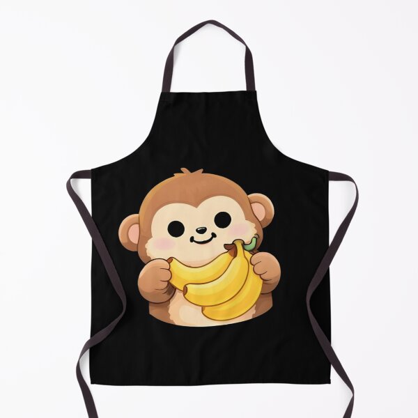 Item preview, Kawaii Brown Monkey Holding Yellow Bananas - Cute Chibi Ape Fruit Snack designed and sold by Trendora90.