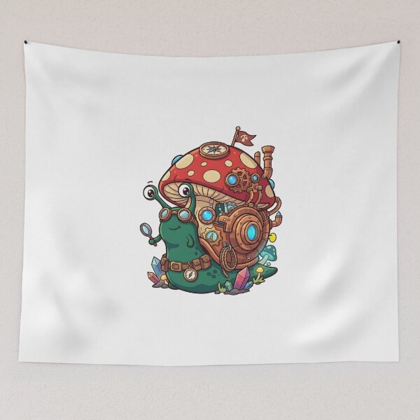 Item preview, Steampunk Snail Explorer – Mushroom House Adventure Sticker designed and sold by Naviora.