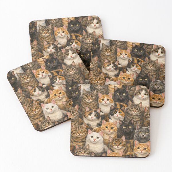 Item preview, Cute Cat Faces Pattern - Colorful Kitty Collage designed and sold by myforestfog.