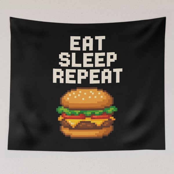 Item preview, Eat Sleep Repeat Pixel Burger Gamer Food Shirt. designed and sold by The-T-In-Retro.