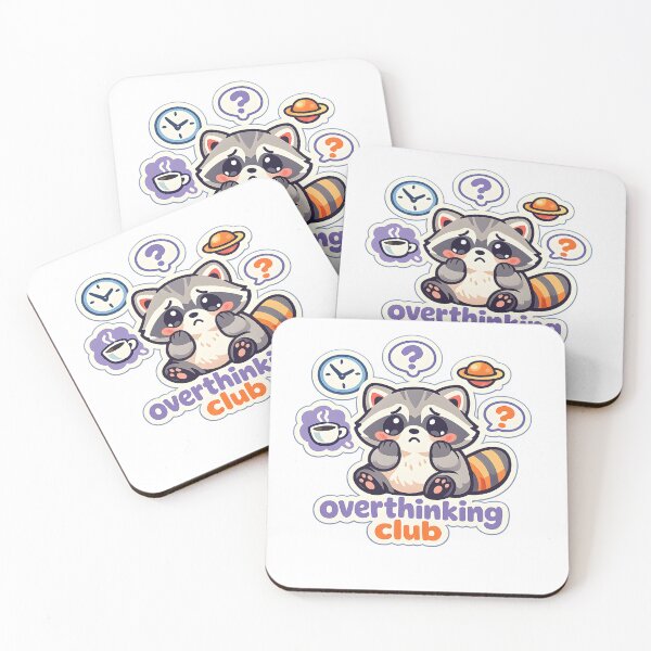 Item preview, Overthinking Club – Cute Kawaii Raccoon Anxiety Aesthetic Sticker designed and sold by Naviora.