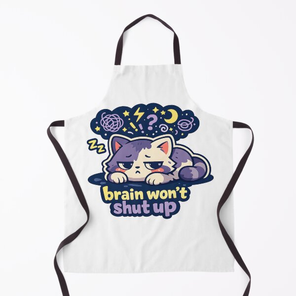 Item preview, Brain Won't Shut Up – Cute Kawaii Cat Insomnia & Anxiety Sticker designed and sold by Naviora.