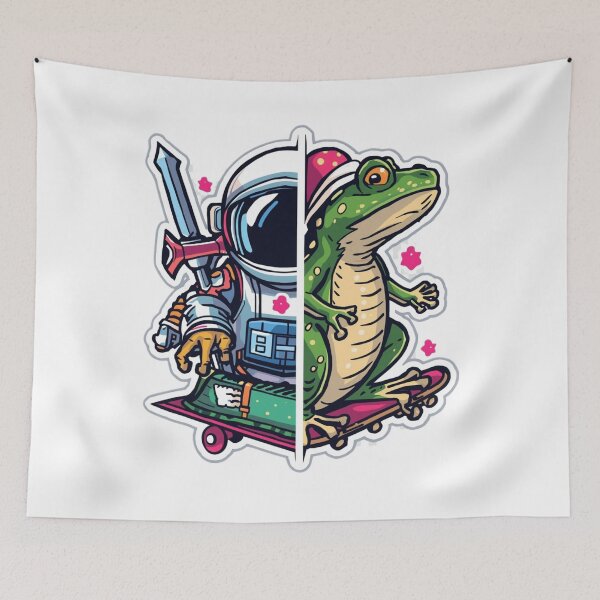 Item preview, Skate Frog Astronaut Mashup - Kawaii Space Frog & Skater Aesthetic designed and sold by Naviora.