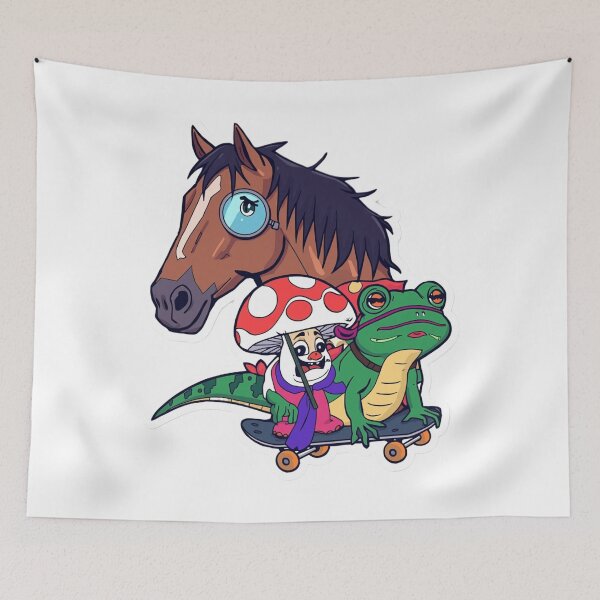 Item preview, Surreal Skate Crew - Monocle Horse Mushroom Frog & Skateboard Art designed and sold by Naviora.