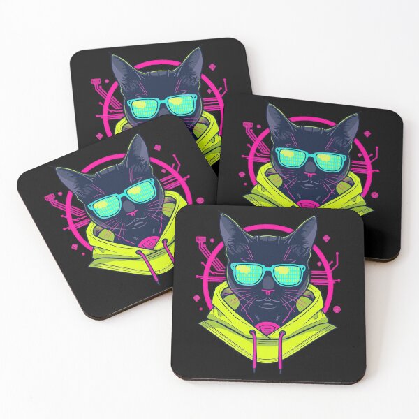 Item preview, Cyberpunk Black Cat Gamer - Synthwave Neon Aesthetic Cat & Retro Future designed and sold by Naviora.