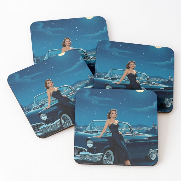 Item preview, Midnight Drive Glamour – 1950s Hollywood Convertible Under Starry Skies designed and sold by MooLaLa.Store.