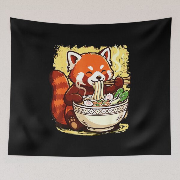 Item preview, Red Panda Eating Ramen Cute Japanese Style  designed and sold by titanlevi.