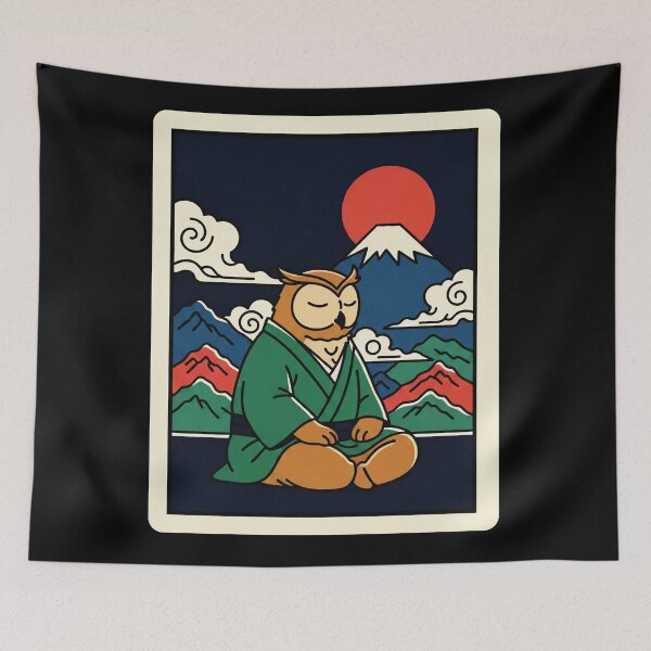 Item preview, Owl in Kimono Japanese Zen Style Illustration designed and sold by JordynLadukeg65.
