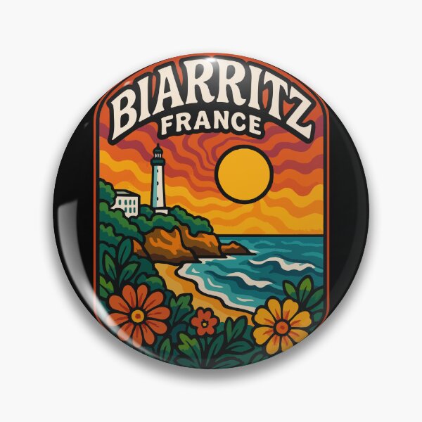 Item preview, Biarritz France Retro Trippy Art Travel designed and sold by TomFrontierArt.