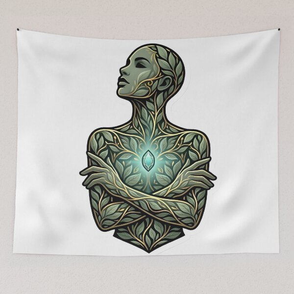 Item preview, Botanical Bloom Human Silhouette Aesthetic Radiant Sage & Gold Self Care designed and sold by StickyGuys.