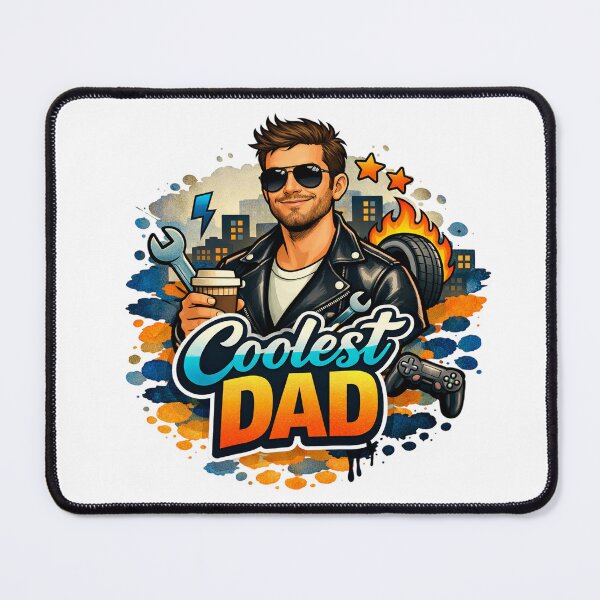 Item preview, Urban Coolest Dad Brown hair Mechanic Gamer Coffee Street Art designed and sold by VISO-art.