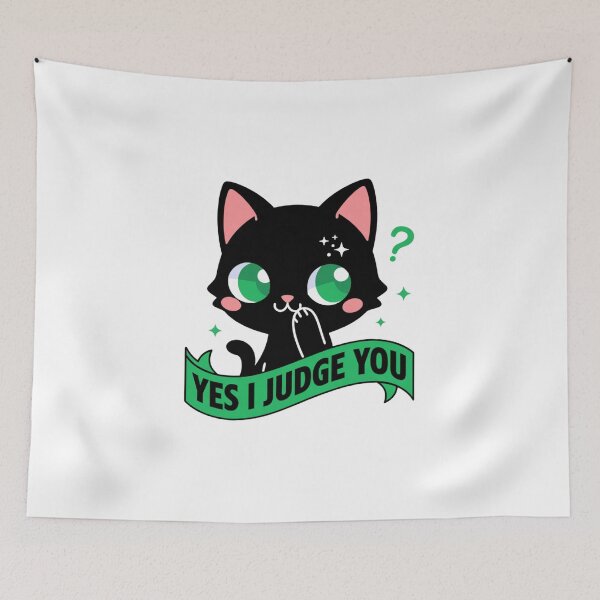 Item preview, Yes I Judge You Funny Black Cat designed and sold by IslandTyped.