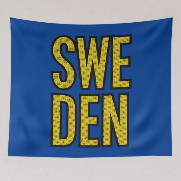 Item preview, Sweden Halftone Typography Graphic in Blue and Yellow designed and sold by tokyojeff.