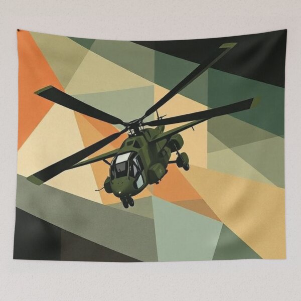 Item preview, Military helicopter on a cubist background designed and sold by RAISC.