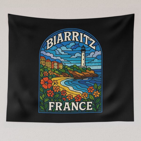 Item preview, Biarritz France Coast Stained Glass Travel designed and sold by TomFrontierArt.