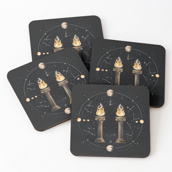 Item preview, Golden Cosmic Pillars  Mystical Astrology Art designed and sold by digitalvibe4u.