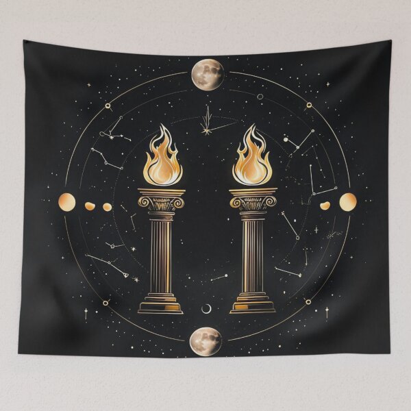 Item preview, Golden Cosmic Pillars  Mystical Astrology Art designed and sold by digitalvibe4u.