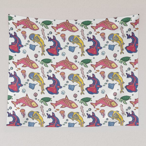 Item preview, Colourful Marine Anatomy Illustration - cute sharks and ocean animals designed and sold by aziza-doodles.