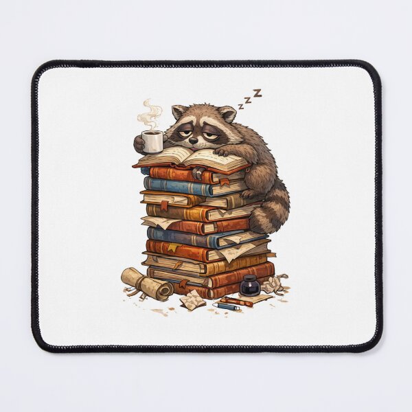 Item preview, If You See Me Talking to Myself Just Move Along – Sleepy Raccoon Book Stack Coffee Graphic T-Shirt designed and sold by SillentDesign.