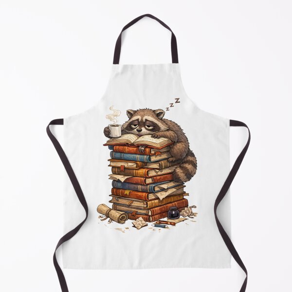 Item preview, If You See Me Talking to Myself Just Move Along – Sleepy Raccoon Book Stack Coffee Graphic T-Shirt designed and sold by SillentDesign.