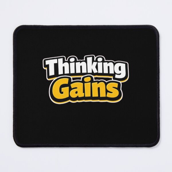 Item preview, Thinking Gains – Funny Gym Quote designed and sold by Timeless Junction.