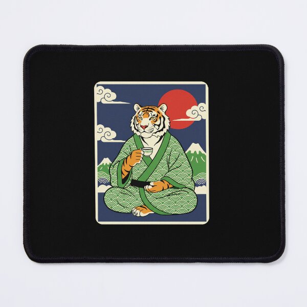 Item preview, Tiger Drinking Tea Japanese Zen Style Illustration designed and sold by JordynLadukeg65.