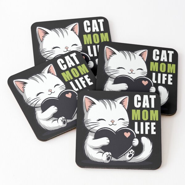 Item preview, Cat Mom Life - Cute Kawaii White Cat Holding Heart Illustration designed and sold by OuSfian1.