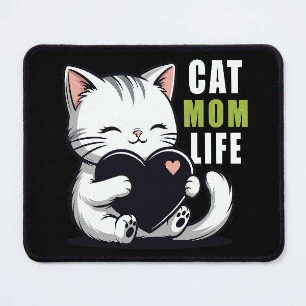 Item preview, Cat Mom Life - Cute Kawaii White Cat Holding Heart Illustration designed and sold by OuSfian1.